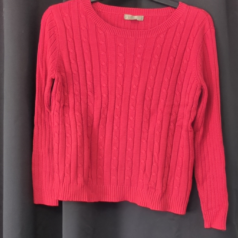 White Stag Bold Red Cable Knit Sweater
